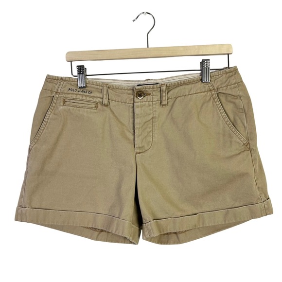 Polo Ralph Lauren Chino Shorts Cuffed Khaki Casual‎ Classic Size 8 - Picture 1 of 5